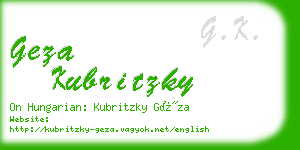 geza kubritzky business card